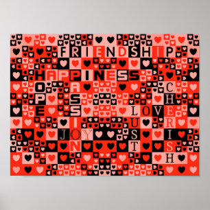 Poster Coeurs et mots Art