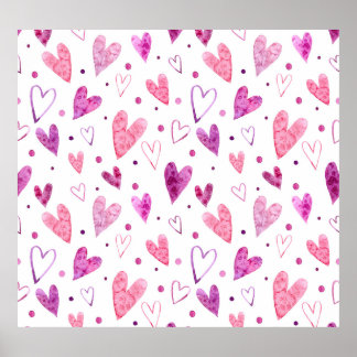 Poster Coeurs et Pois roses : Plaisir romantique.