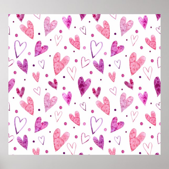 Poster Coeurs et Pois roses : Plaisir romantique. (Devant)