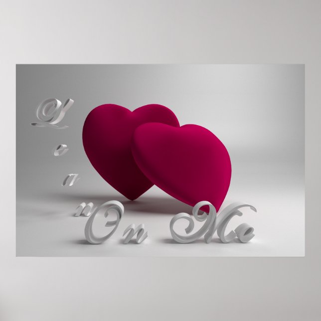 Poster Coeurs et typographie 3D (Devant)