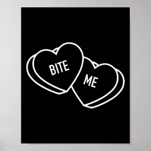 Poster Cœurs mignons me mordent, Anti-Saint-Valentin drôl