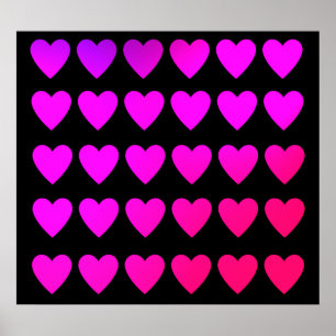 Poster Coeurs mignons rose et violet