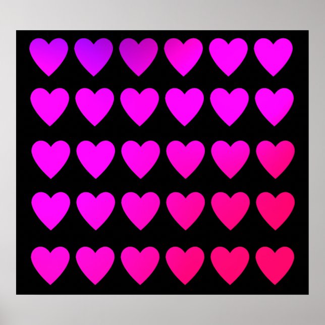 Poster Coeurs mignons rose et violet (Devant)