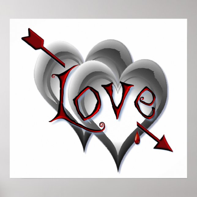 Poster COEURS NOIRES & FLÈCHE D'AMOUR par SHARON SHARPE (Devant)