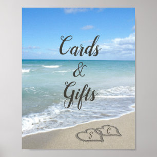 Poster Coeurs pittoresques dans la plage de sable Mariage