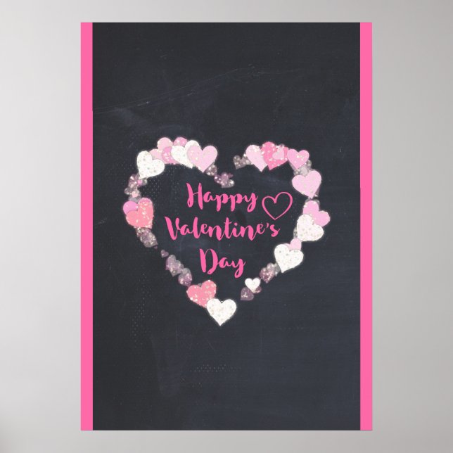 Poster Coeurs roses de la Glitterie Heureuse Sainte-Valen (Devant)
