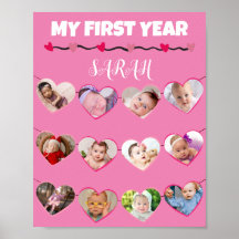 Coeurs roses mignons Ma première année 12 Photo Co