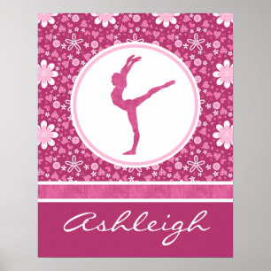 Poster Coeurs roses personnalisés et gymnastique florale