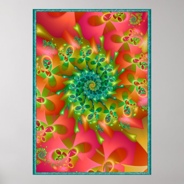 Poster Coeurs tournants colorés (Devant)