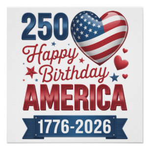 Poster Cœurs USA 1776 2026 4 juillet
