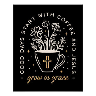 Poster Coffee and Jesus cite sombre académique esthétique