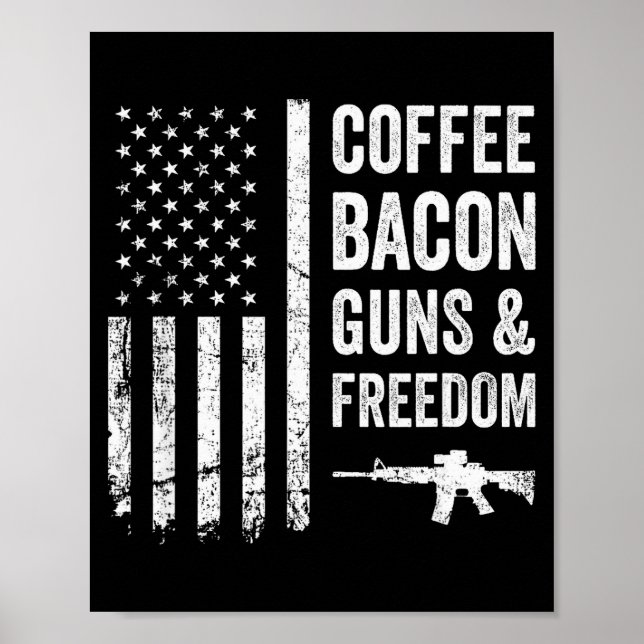Poster Coffee Bacon Guns &amp; Dom - Bbq Grill Funny Gun  (Devant)