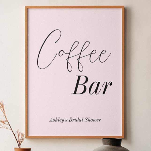 Poster Coffee Bar Blush Pink Wedding Shower   (Créateur téléchargé)