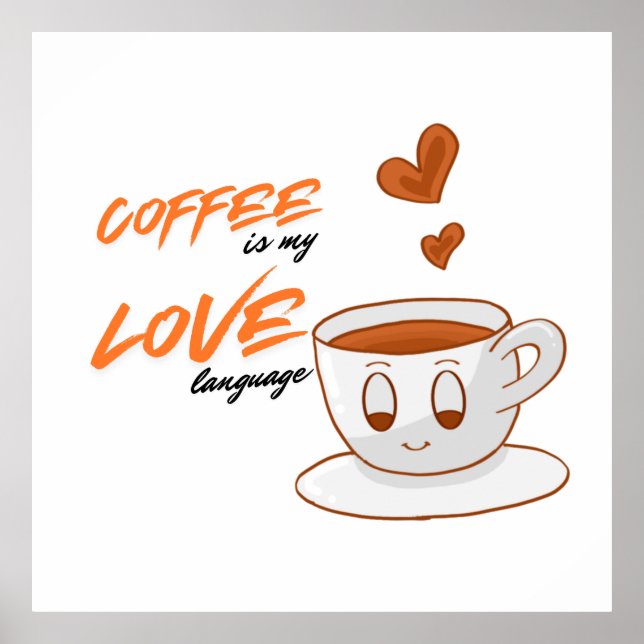 Poster Coffee Love – Cute Coffee Illustration Cafe Wall  (Devant)