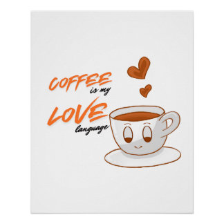 Poster Coffee Love – Cute Coffee Illustration Cafe Wall P