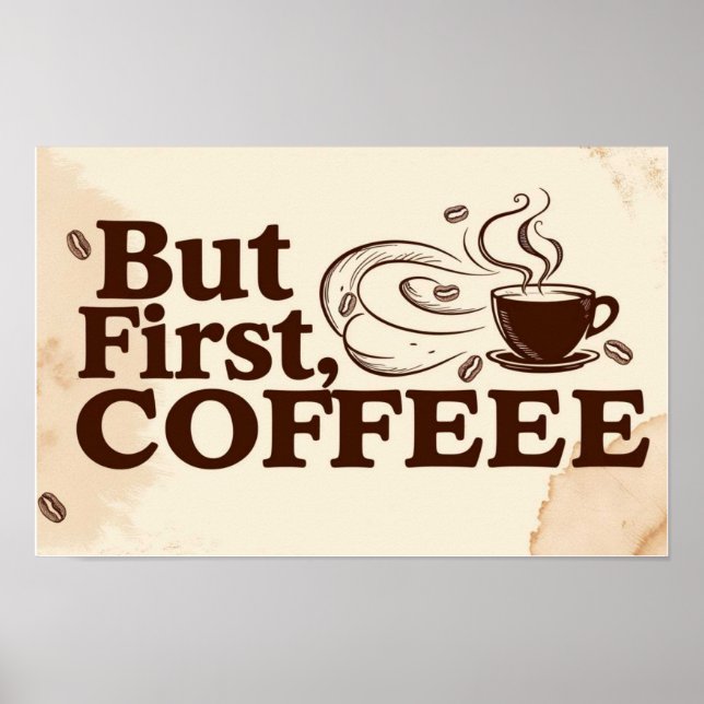 Poster Coffee Lover Citation à vapeur tourbillons à vapeu (Devant)