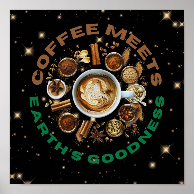 Poster Coffee Meets Earth’s Goodness – Cosmic Brew with N (Devant)