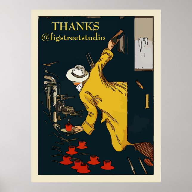 Poster Coffee On The Go Vintage Espresso Sign (Devant)