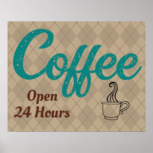 Poster Coffee Shop & Coffee Shop Retro Turquoise (Devant)