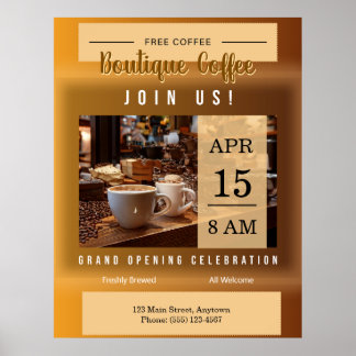 Poster Coffee Shop Grand Opening Announcement
