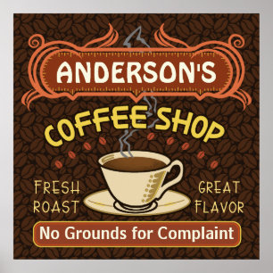 Poster Coffee shop with Mug Create Your Own Personalized