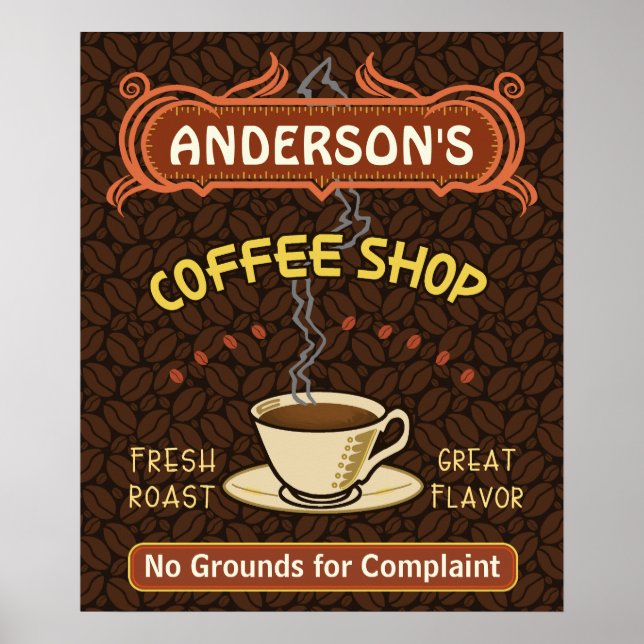 Poster Coffee shop with Mug Create Your Own Personalized (Devant)
