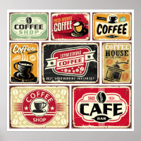 Coffee signes et collection étiquette. Retro et vi
