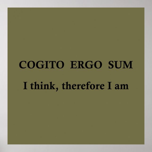 Poster cogito ergo sum, latin phrase (Devant)