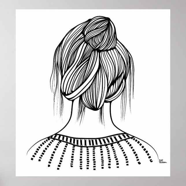 Poster Coiffeuse fille mignonne (Devant)