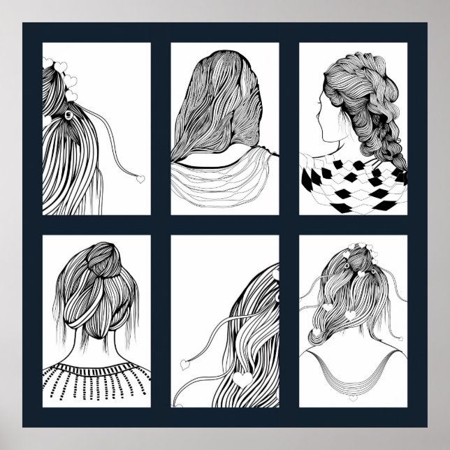 Poster Coiffeuse fille mignonne (Devant)