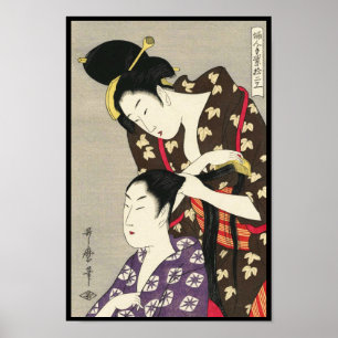 Poster Coiffeuse pour femmes Utamaro Yuyudo ukiyo-e art