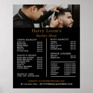 Poster Coiffure élégante, Barbiers pour hommes Tarifs