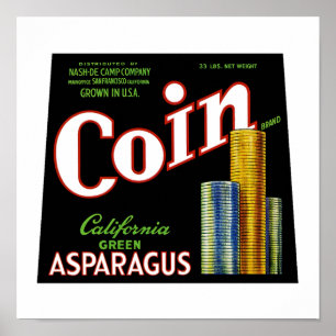 Poster Coin California Asparagus Label
