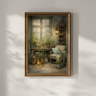 Poster Coin de fenêtre de jardin cosy