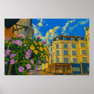 Poster Coin florissant - Rue européenne dynamique