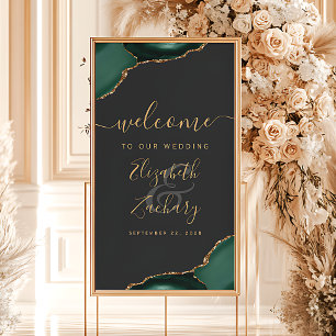 Poster Coins de l'agate Vert Emeraude 32x48 Mariage Bienv