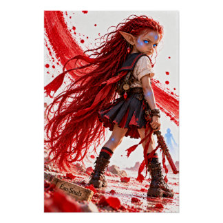 Poster Colère / Petit Combattant / Rouge Cerise