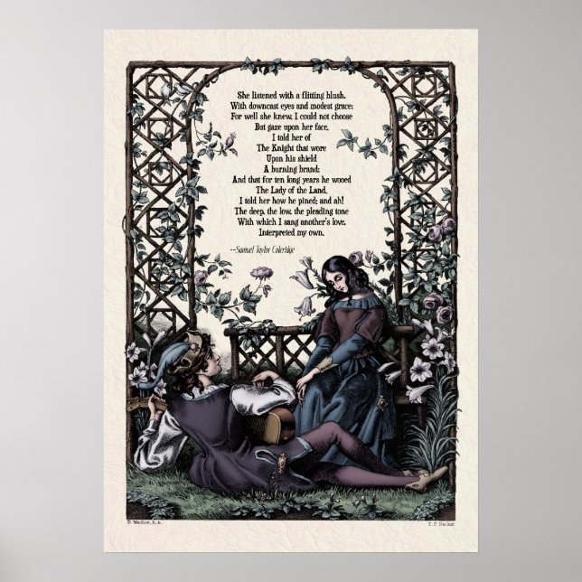 Poster Coleridge "Amour" Poésie victorienne Art 20x28 (Devant)