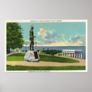 Poster Coles Hill Vue sur la statue du Massasoit