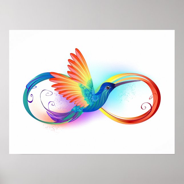 Poster Colibri arc-en-ciel avec symbole Infinity (Devant)