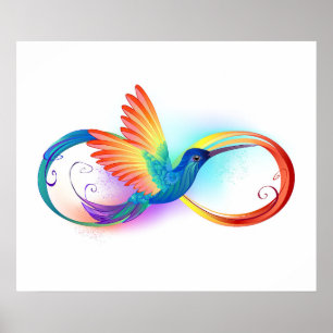 Poster Colibri arc-en-ciel avec symbole Infinity