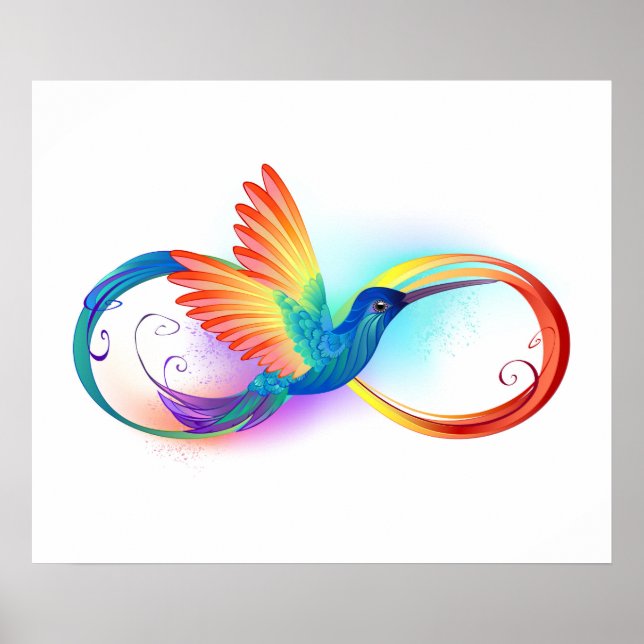 Poster Colibri arc-en-ciel avec symbole Infinity (Devant)