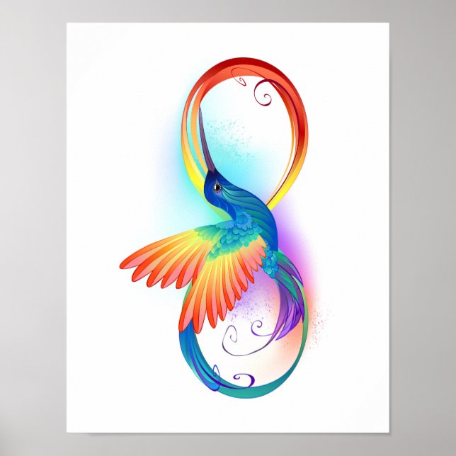 Poster Colibri arc-en-ciel avec symbole Infinity (Devant)