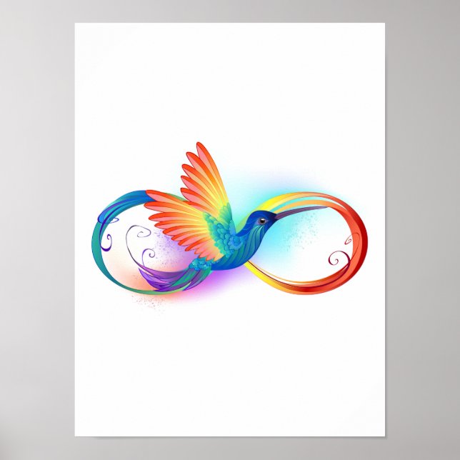 Poster Colibri arc-en-ciel avec symbole Infinity (Devant)