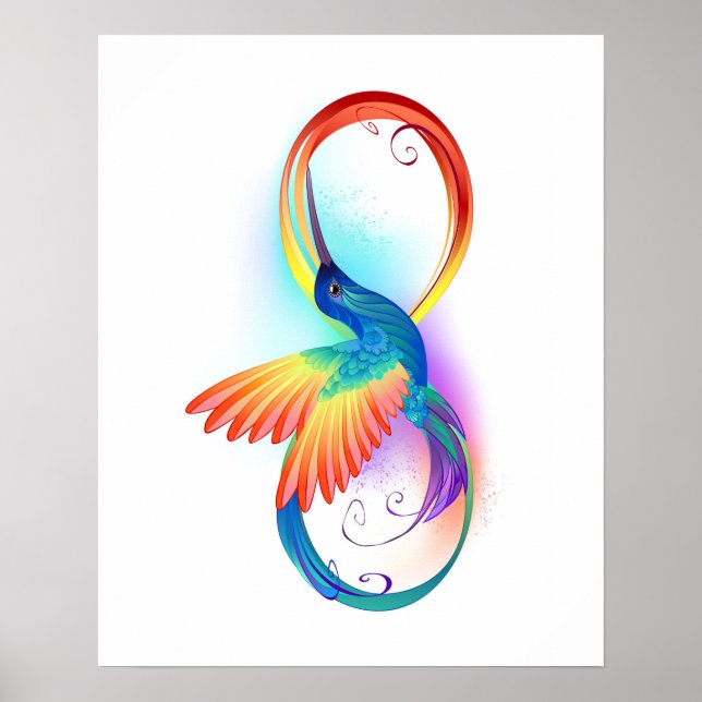 Poster Colibri arc-en-ciel avec symbole Infinity (Devant)