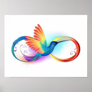 Poster Colibri arc-en-ciel avec symbole Infinity