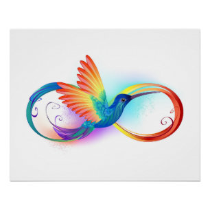 Poster Colibri arc-en-ciel avec symbole Infinity