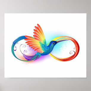 Poster Colibri arc-en-ciel avec symbole Infinity