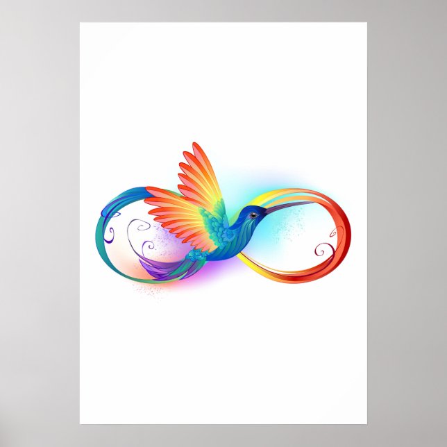 Poster Colibri arc-en-ciel avec symbole Infinity (Devant)