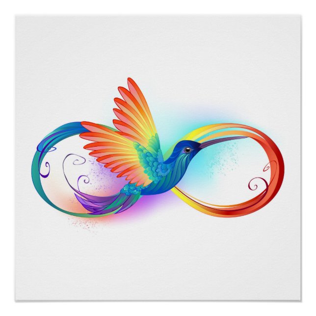 Poster Colibri arc-en-ciel avec symbole Infinity (Devant)